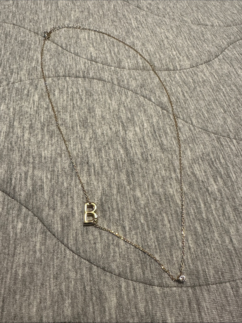 Delicate Gold 'B' Initial Necklace with Sparkling Accent